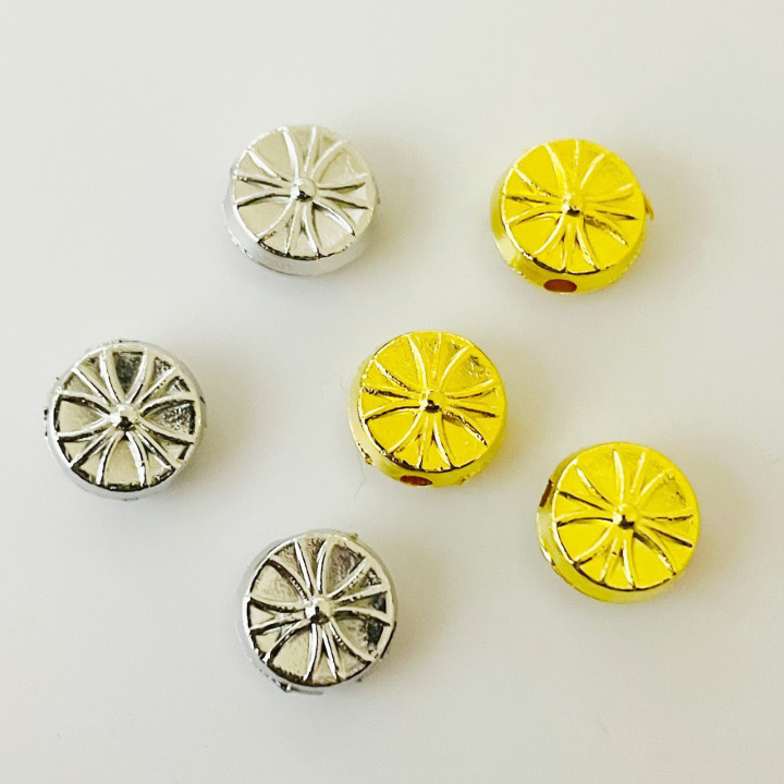 Margele bile Margele disc de trecere din metal Cruce raze ARGINTIU AURIU si  cod 6590