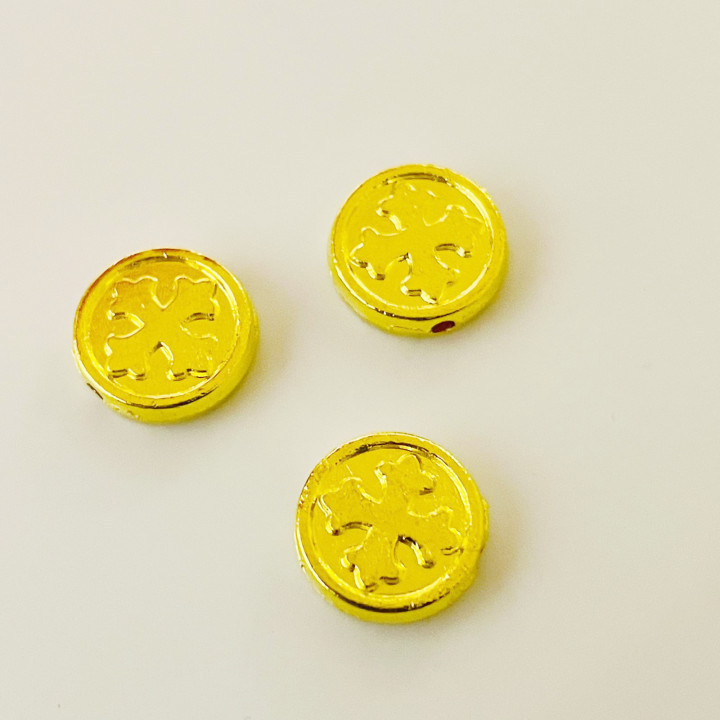 Margele bile Margele disc de trecere din metal cruce AURIU si  cod 6591
