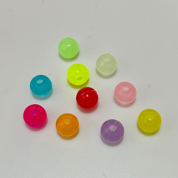 Margele bile din plastic fosforescente fi 6mm 6586 set0.5kg