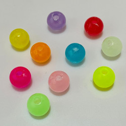Margele bile din plastic fosforescente fi 8mm 6585 set0.5kg