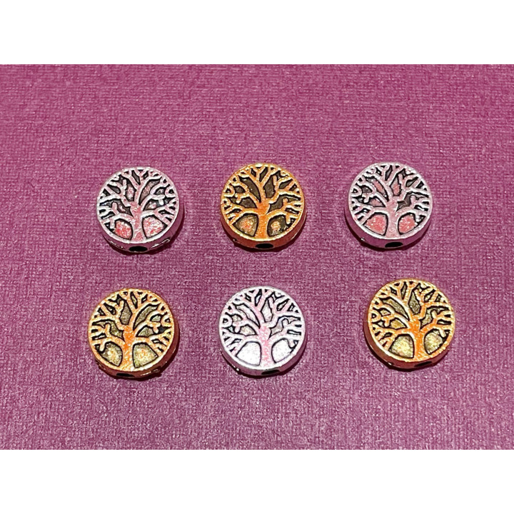 Margele disc din metal Pomul Vietii fi 9mm gros 3mm o 6568 set100buc