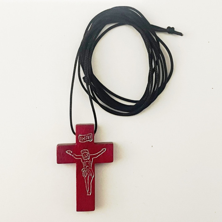 Colier siret  snur cu nod cruce lemn negru sau maron 1931 set50buc
