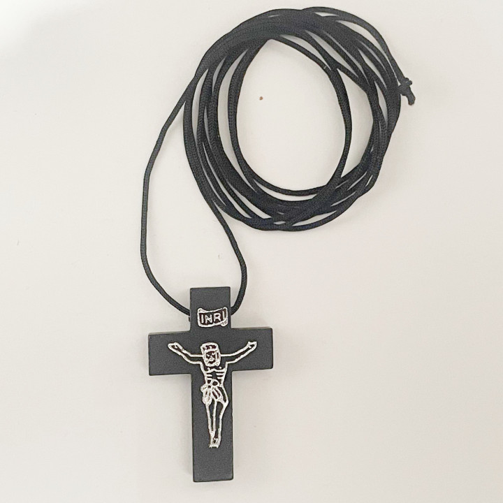 Colier siret  snur cu nod cruce lemn negru sau maron 1931 set50buc