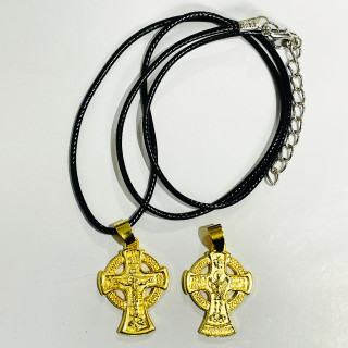 Colier siret  snur cerat cu inchizatoare cruci argintii si aurii 1932 set12buc