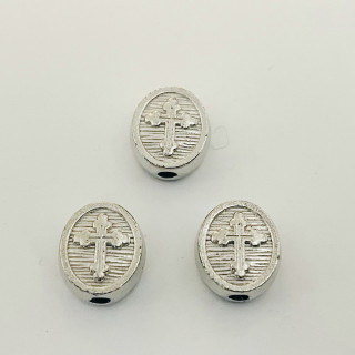 Margele bile Margele oval de trecere din metal cruce ARGINTIU AURIU si  cod 6592