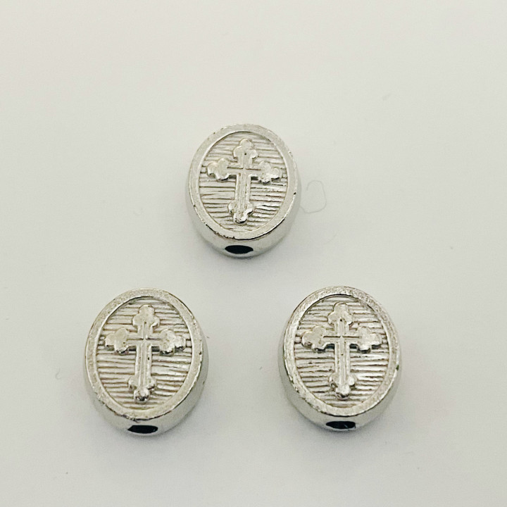 Margele bile Margele oval de trecere din metal cruce ARGINTIU AURIU si  cod 6592