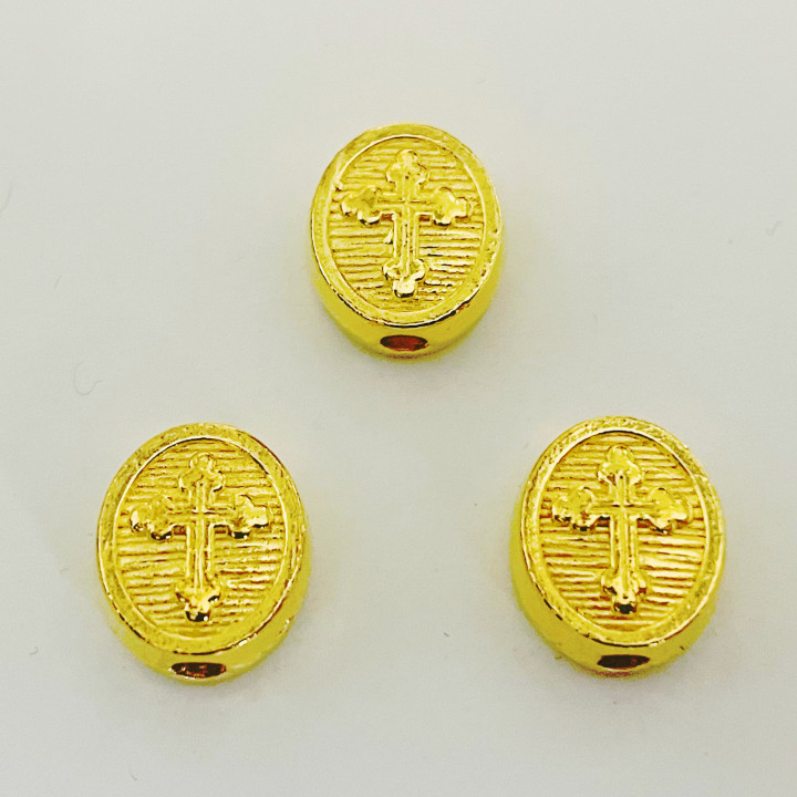 Margele bile Margele oval de trecere din metal cruce ARGINTIU AURIU si  cod 6592