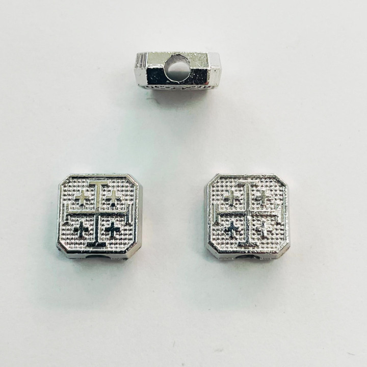 Margele bile Margele patrat de trecere din metal cruce ARGINTIU AURIU si  cod 6595