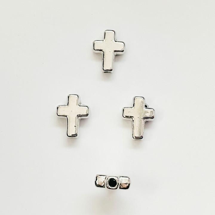 Margele bile Margele cruce de trecere din plastic 1400 buc cruce ARGINTIU SIDEF si  cod 6597