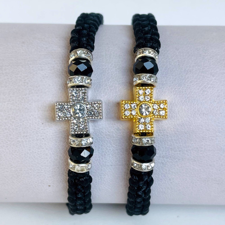 Metanii si bratari religioase | Bratara sfoara impletita distantiere metal pietre | 1407