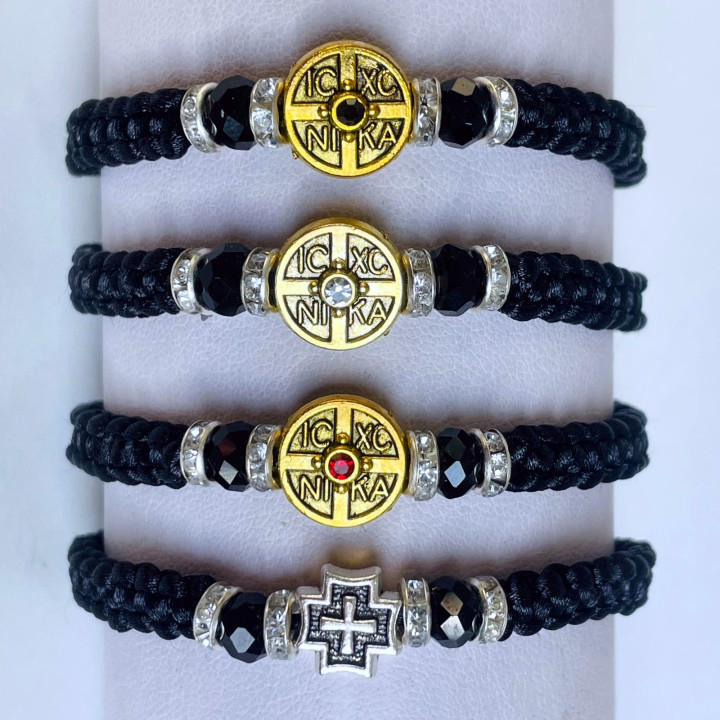 Metanii si bratari religioase | Bratara sfoara impletita distantiere metal pietre | 1408