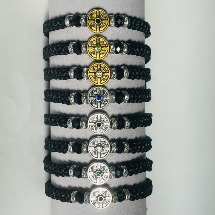 Metanii si bratari religioase | Bratara sfoara impletita distantiere metal pietre | 1410