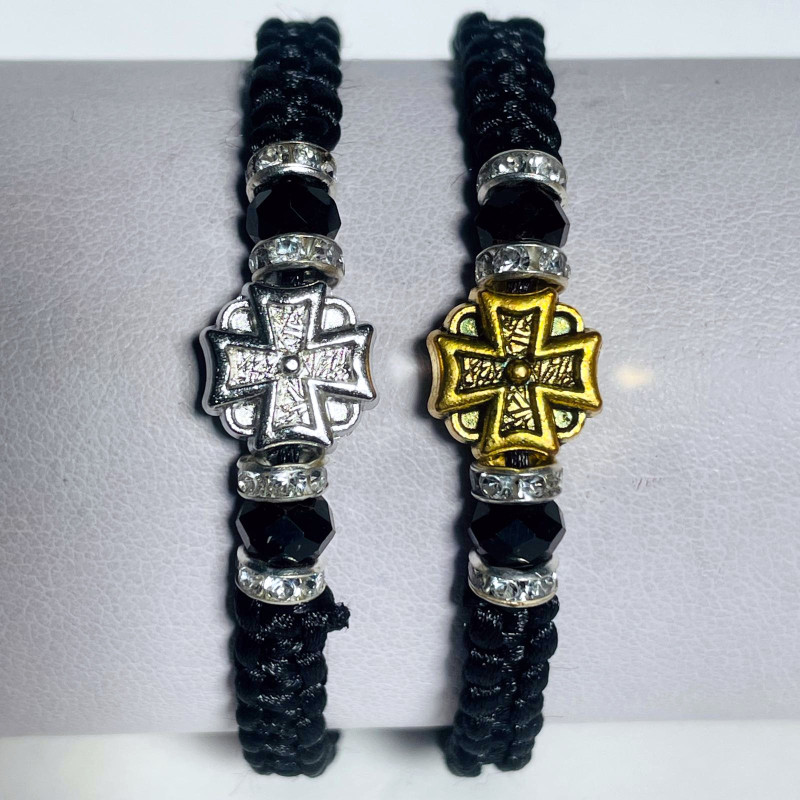 Metanii si bratari religioase | Bratara sfoara impletita distantiere metal pietre | 1411