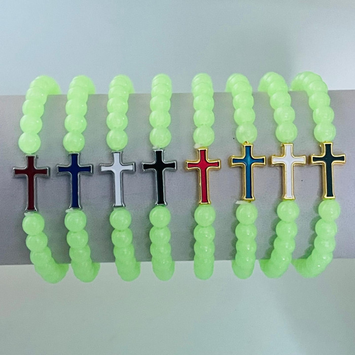 Metanii si bratari religioase | Bratara elastica margele fosforescente plastic | 1416