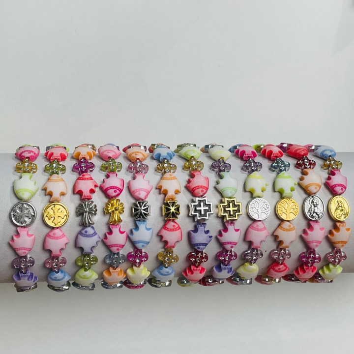 Metanii si bratari religioase | Bratara elastica pestisori si cruci plastic | 1420