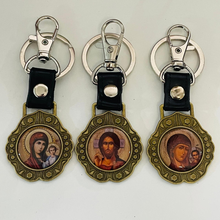 Breloc rotund metal cu 2 icoane carabina 1574 set12buc