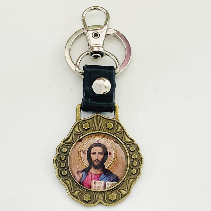 Breloc rotund metal cu 2 icoane carabina 1574 set12buc