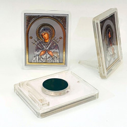 Icoana litografie rama din plastic alb transparent 50mm 4121