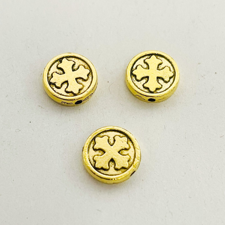 Margele bile Margele disc de trecere din metal cruce cod 6591