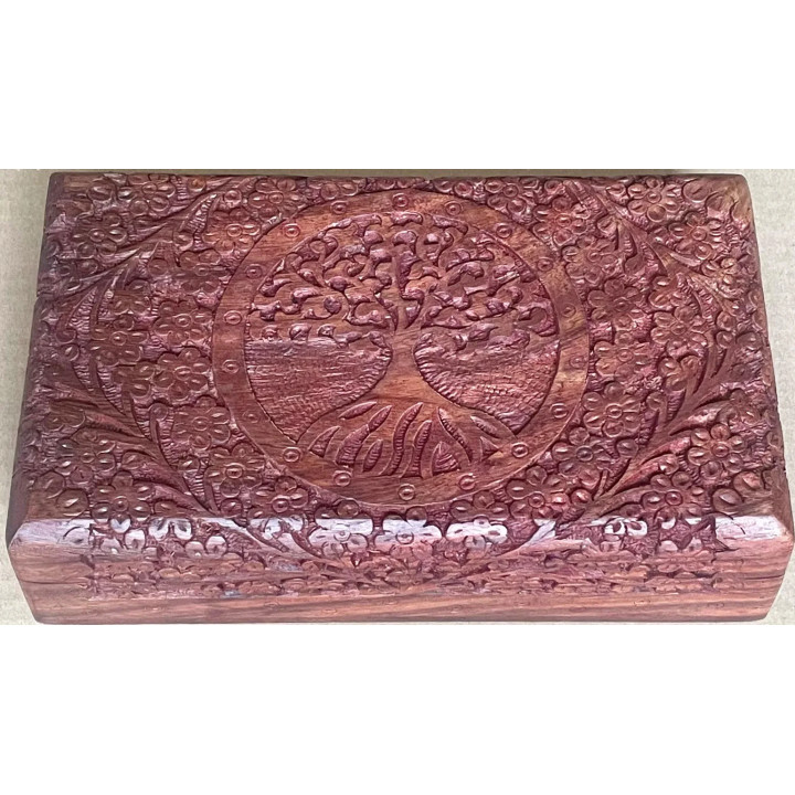 Artizanat India | Cutii din lemn caseta cu balamale metalice maro 25cm  | 5848