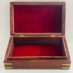 Artizanat India | Cutii din lemn caseta cu balamale metalice maro 20cm  | 5850