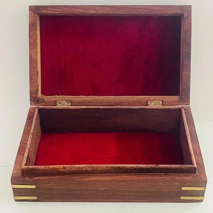 Artizanat India | Cutii din lemn caseta cu balamale metalice maro 20cm  | 5850