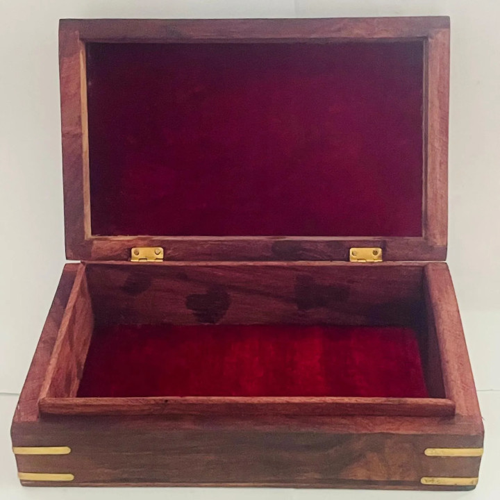 Artizanat India | Cutii din lemn caseta cu balamale metalice maro 20.5cm  | 5851
