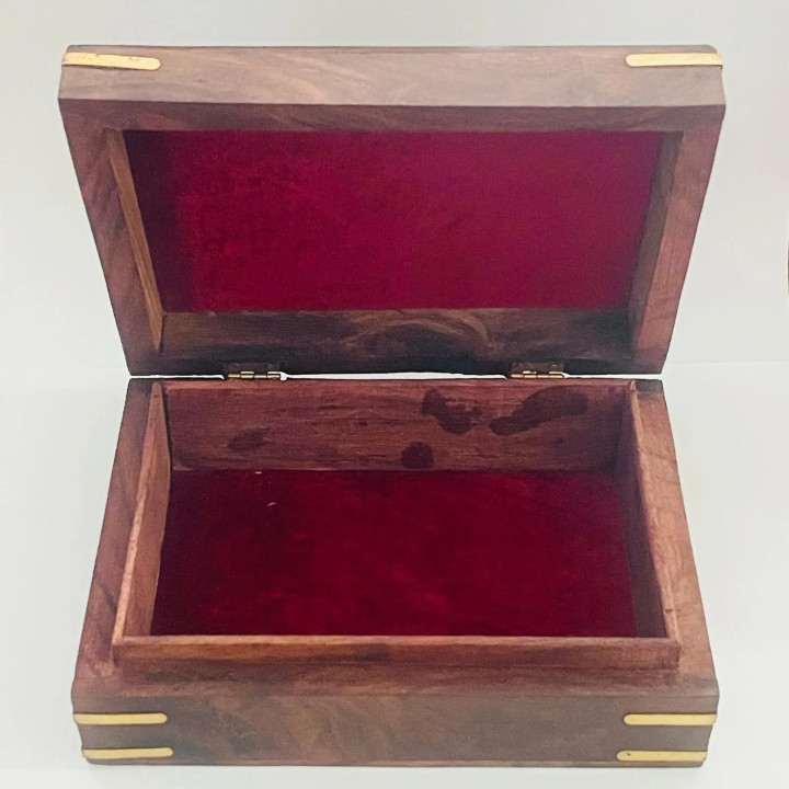 Artizanat India | Cutii din lemn caseta cu balamale metalice maro 17.5cm  | 5852