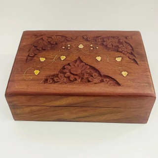Artizanat India | Cutii din lemn caseta cu balamale metalice maro 17.5cm  | 5853