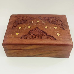 Artizanat India | Cutii din lemn caseta cu balamale metalice maro 17.5cm  | 5853