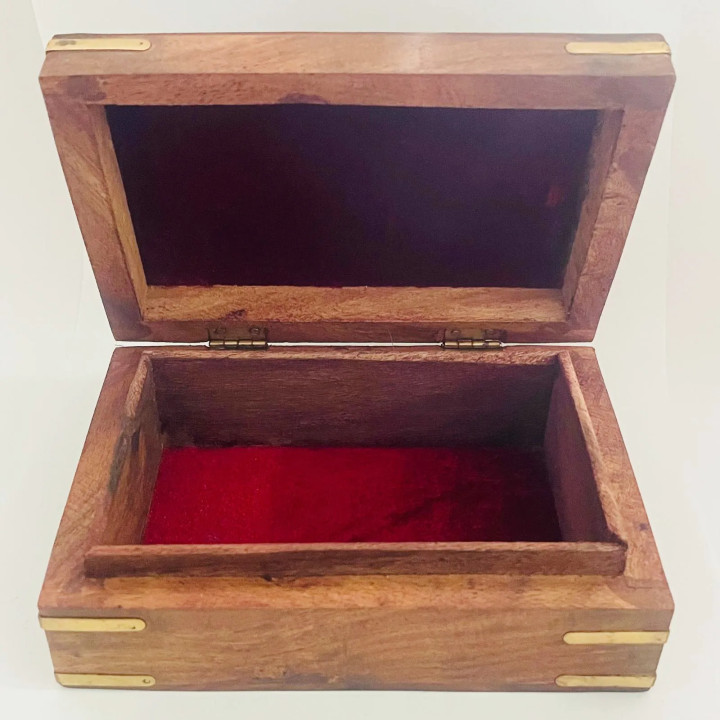 Artizanat India | Cutii din lemn caseta cu balamale metalice maro 15cm  | 5854