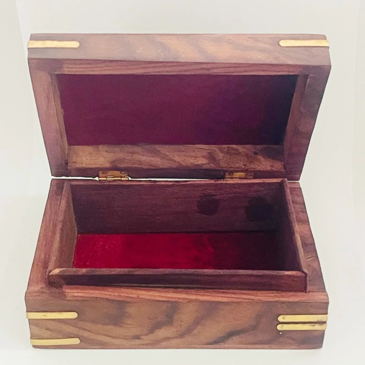 Artizanat India | Cutii din lemn caseta cu balamale metalice maro 15cm  | 5855