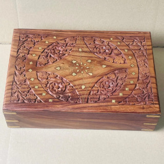 Artizanat India | Cutii din lemn caseta cu balamale metalice maro 30cm  | 5856