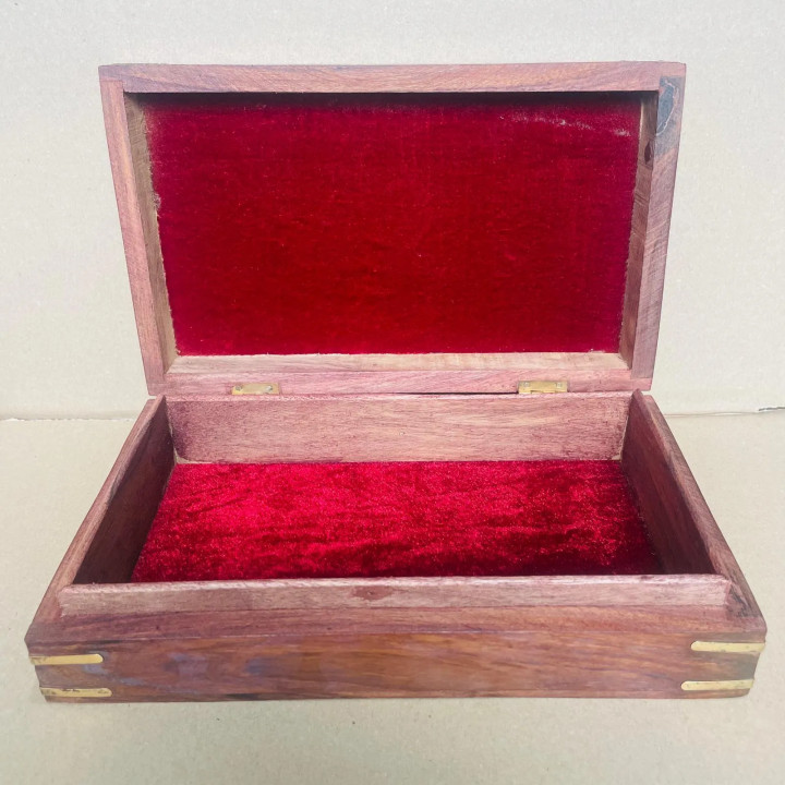 Artizanat India | Cutii din lemn caseta cu balamale metalice maro 25cm  | 5857