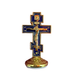 Obiecte bisericesti | Cruce pentru masa din metal auriu | 5350