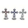 Obiecte bisericesti | Cruce de masa in cutie din metal argintiu auriu | 5358