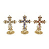 Obiecte bisericesti | Cruce de masa in cutie din metal argintiu auriu | 5358