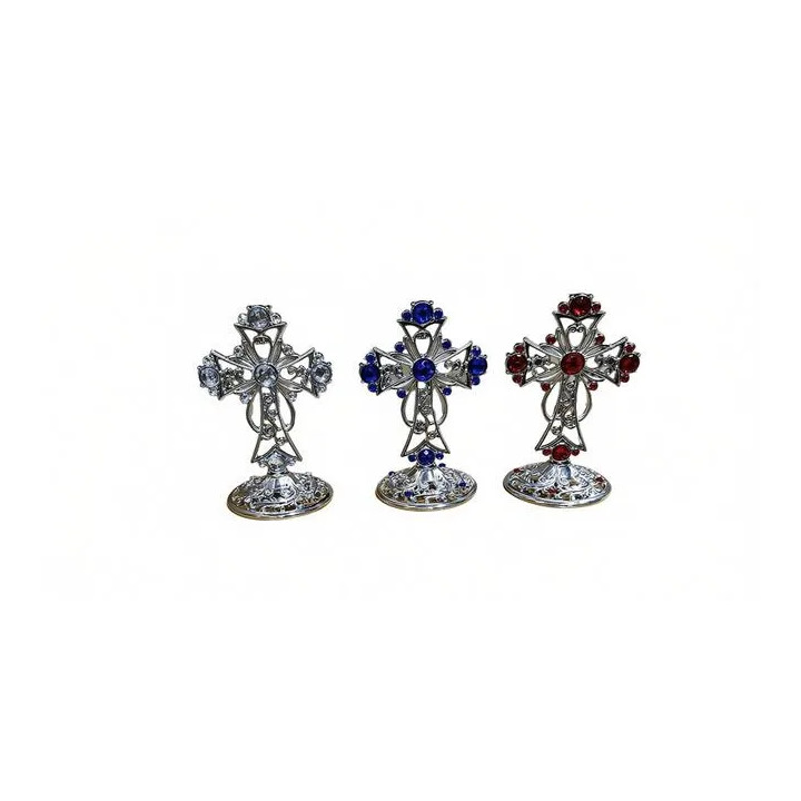 Obiecte bisericesti | Cruce de masa din metal argintiu auriu cupru | 5354