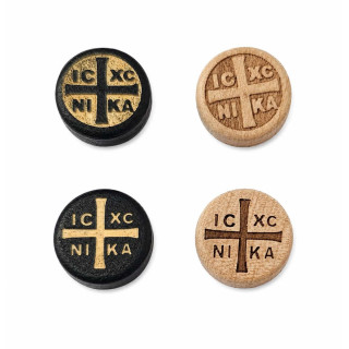 Margele bile Margele disc de trecere din lemn cruce ICXC NIKA cod 6559