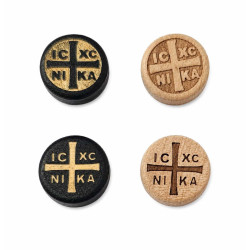 Margele bile Margele disc de trecere din lemn cruce ICXC NIKA cod 6559