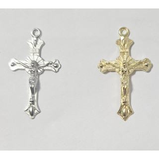Obiecte bisericesti | Medalion cruce metalica argintie 40mm | 2058