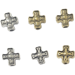 Margele cruce 2 orificii 3mm din metal 15mm 6560 set100buc