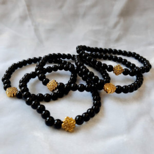 Obiecte bisericesti Bratara margele sticla 8mm 1 medalion metalic lobat cruce cod 1018 set12buc