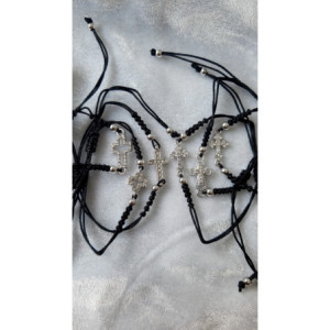 Obiecte bisericesti Bratara sfoara matasoasa 1 medalion metalic diferit cruce cod 1000 set12buc