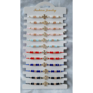 Obiecte bisericesti Bratara margele sticla fatetate 1 medalion metalic diferit Cruce stras cod 1006 set12buc