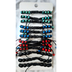 Obiecte bisericesti Bratara margele lemn 1 medalion lemn lobat cruce cod 1023 set12buc