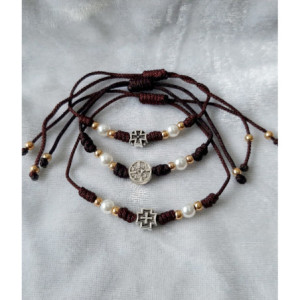Obiecte bisericesti Bratara sfoara matasoasa noduri 1 medalion metalic diferit cruce cod 1028 set12buc