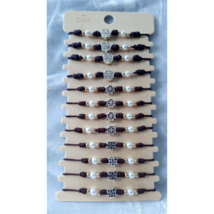 Obiecte bisericesti Bratara sfoara matasoasa noduri 1 medalion metalic diferit cruce cod 1028 set12buc