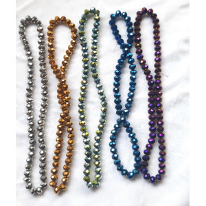 Margele rotunde fatetate sticla sirag color 8mm 6229 set1buc
