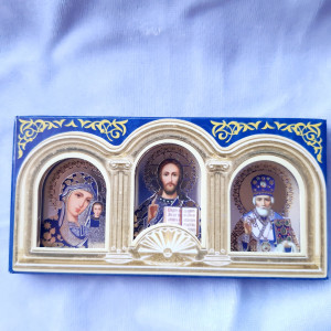 Icoana triptic litografie in rama de plastic 5.5cm 4055